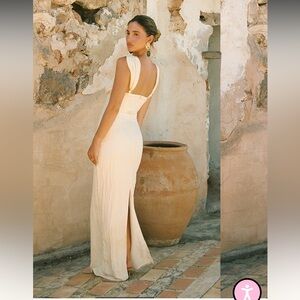 PrettyLittleThing Cream Backless Dress